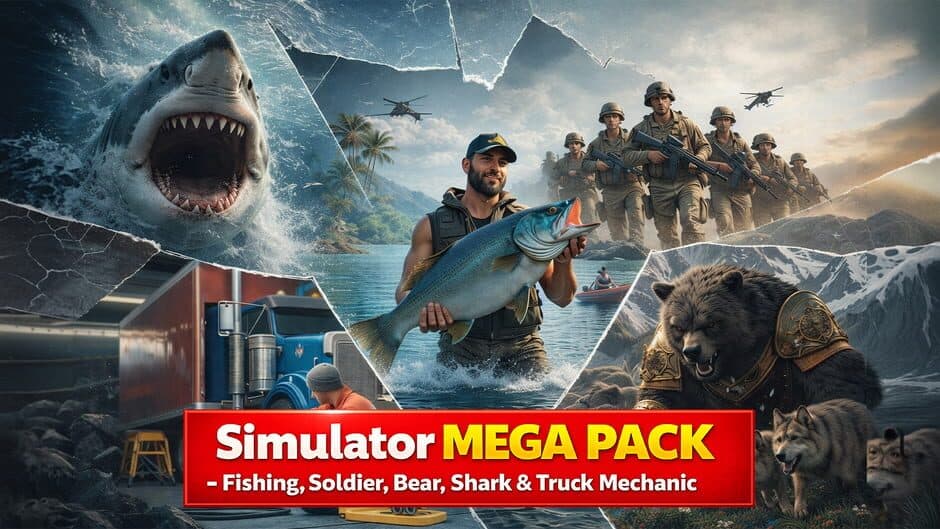 Simulator Mega Pack: Fishing, Soldier, Bear, Shark & Truck Mechanic artwork 1