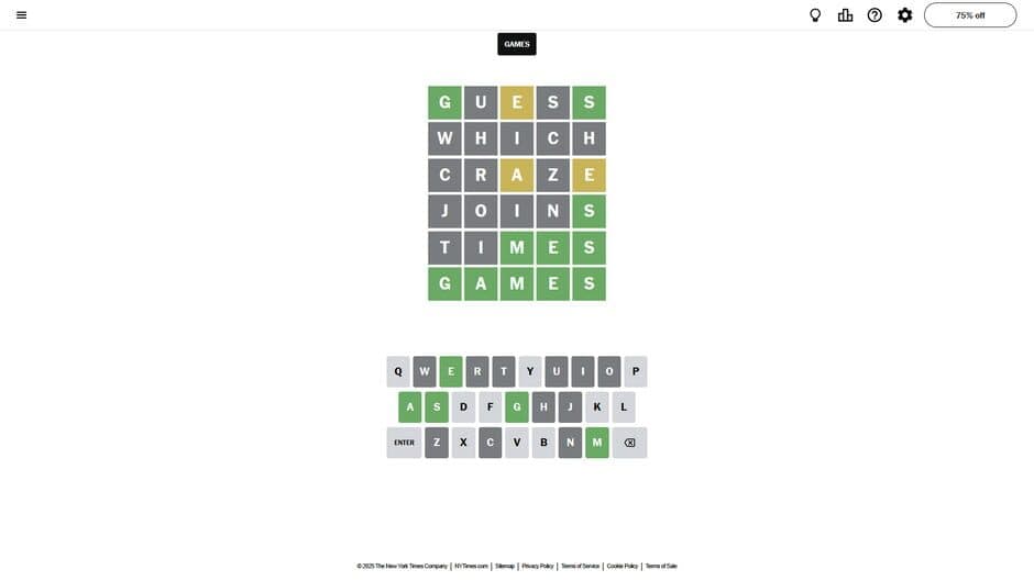 Wordle screenshot 1