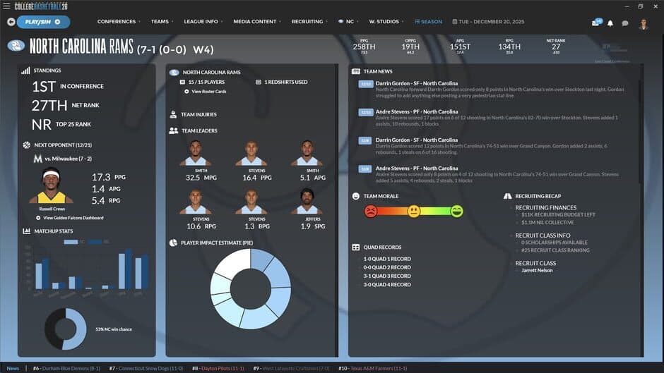 Draft Day Sports: College Basketball 26 screenshot 2