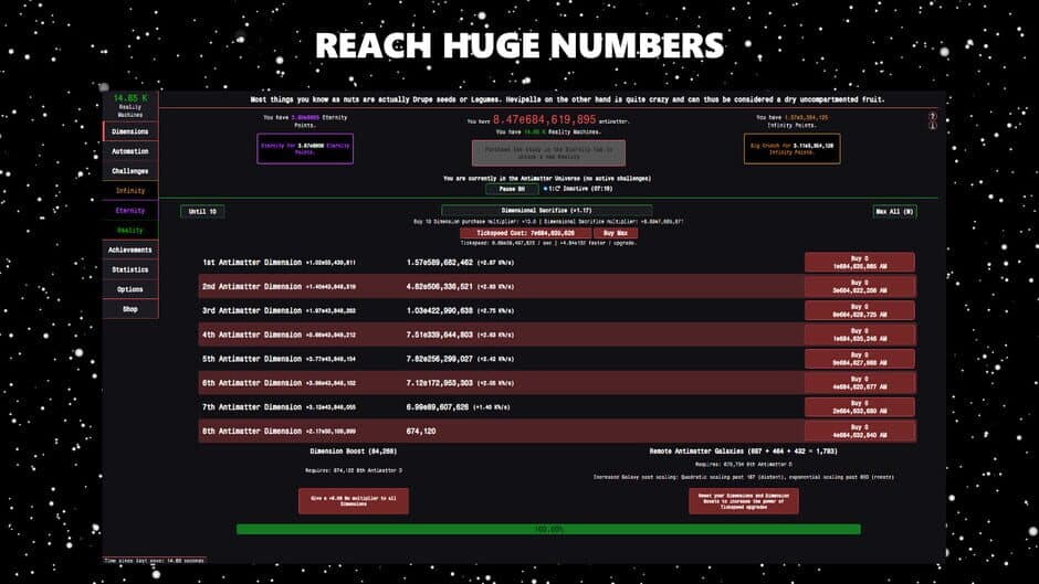 Antimatter Dimensions screenshot 1