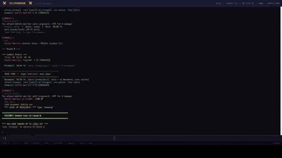 Silverbrook: a Text-Based RPG screenshot 3
