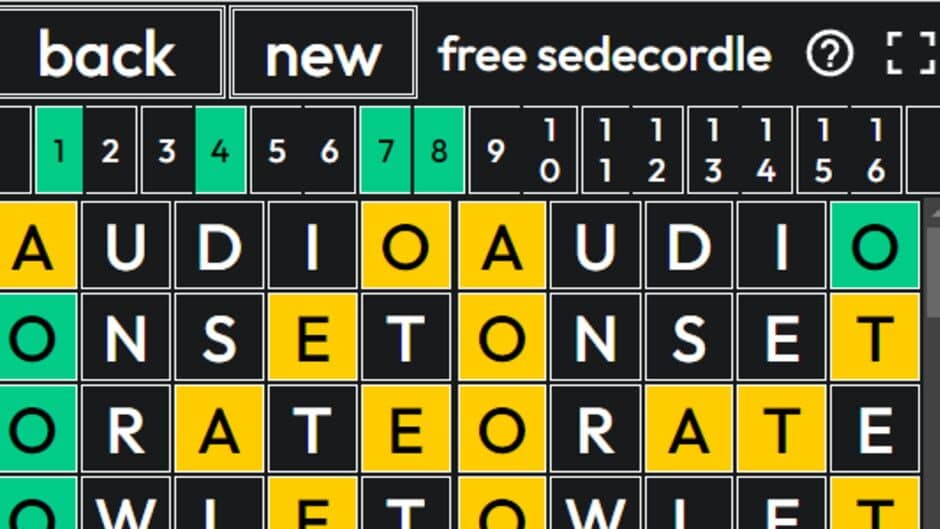 Sedecordle screenshot 1